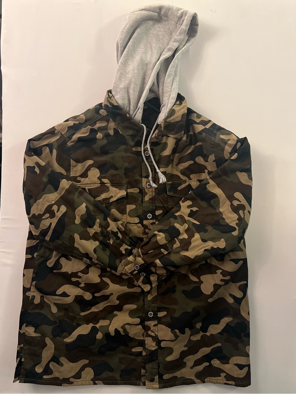 Men's Camouflage Field Jacket with Gray Hood